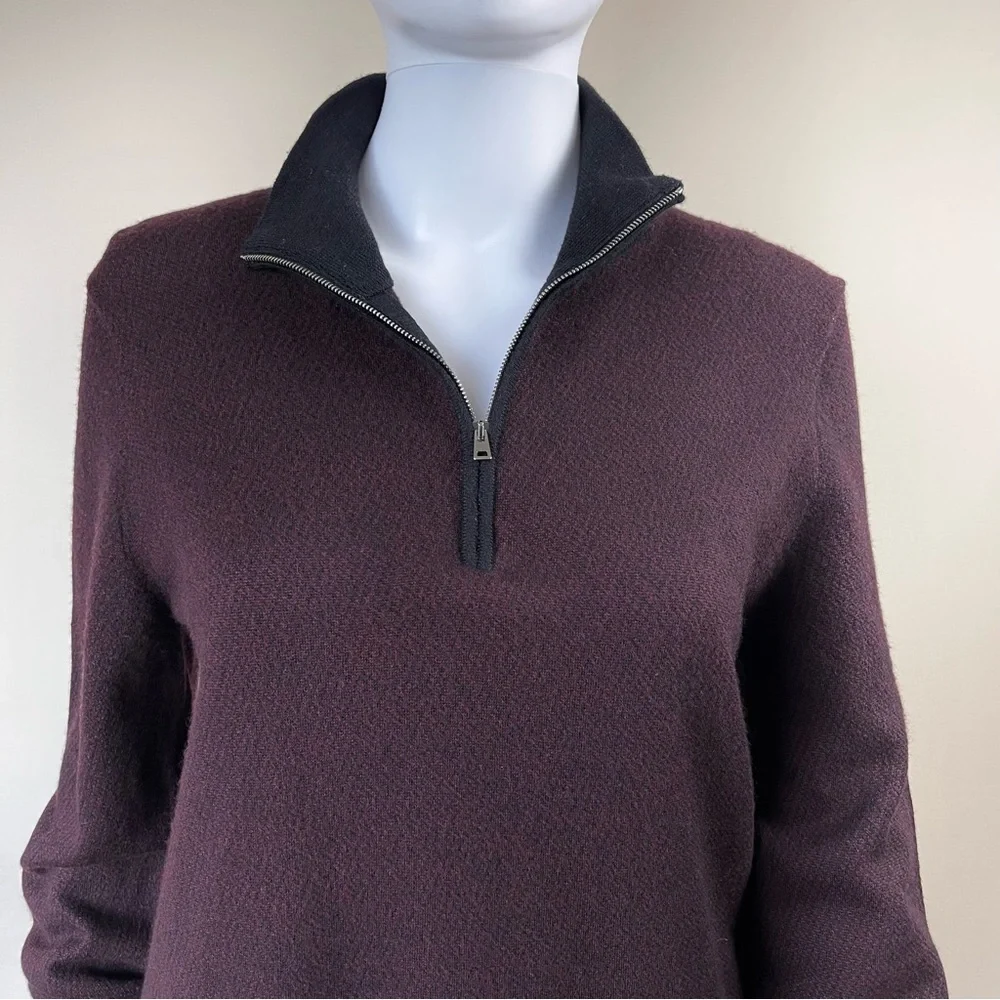 Pal Zileri 100% Lana Wool 1/4 Zip Sweater Burgundy Black